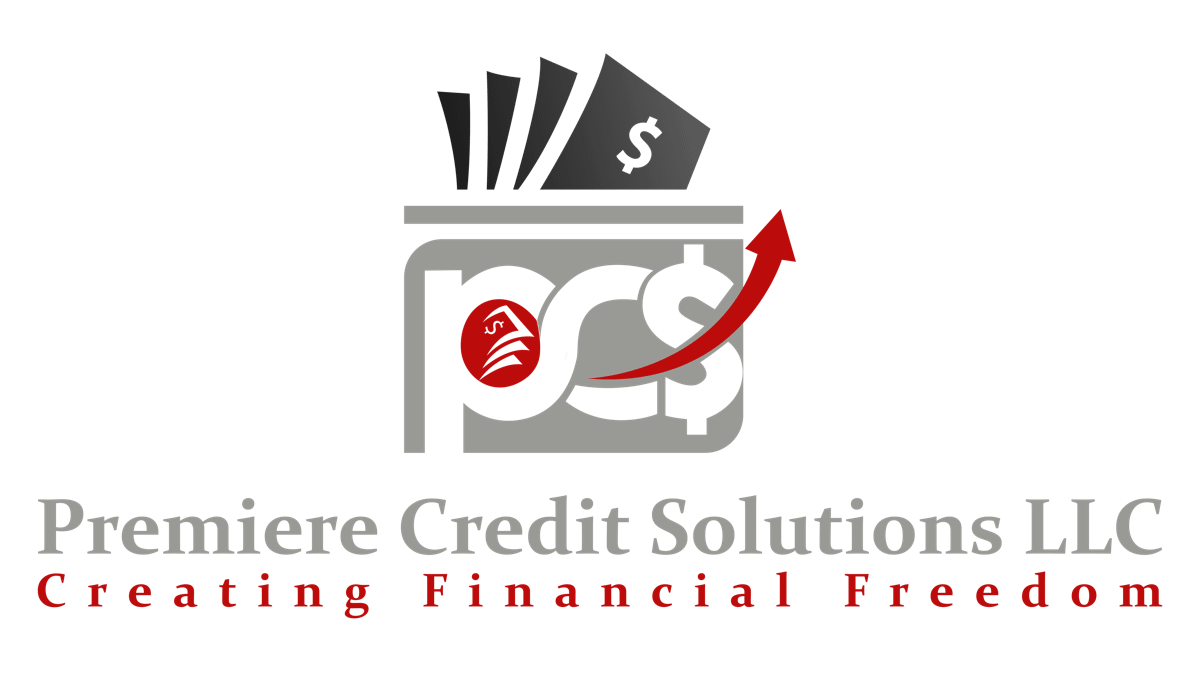 The gray logo of Premiere Credit Solutions, LLC - a professional and trusted credit repair company.